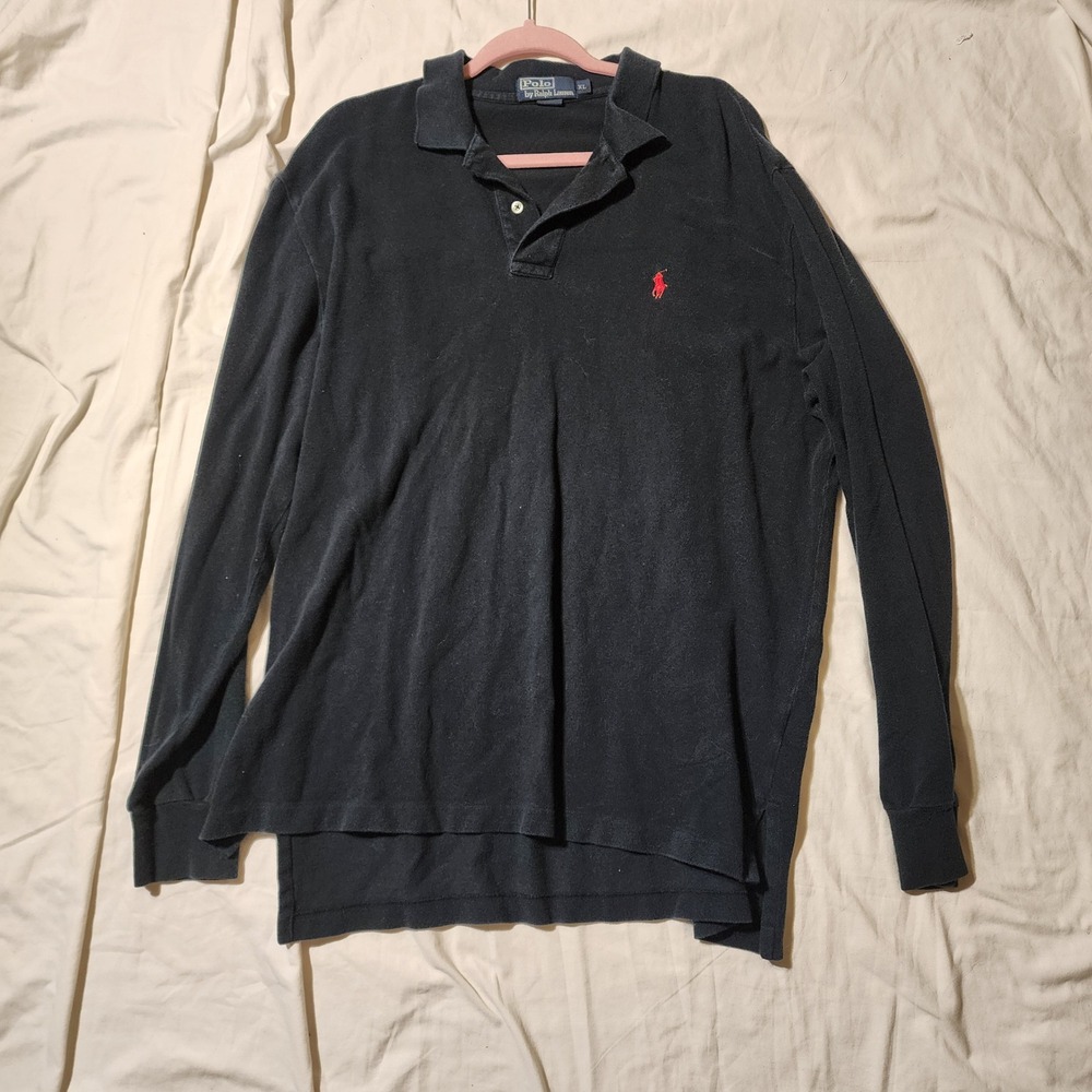 Vintage‎ Polo Ralph Lauren Long Sleeve Polo Shirt Classic Fit Red Pony XL